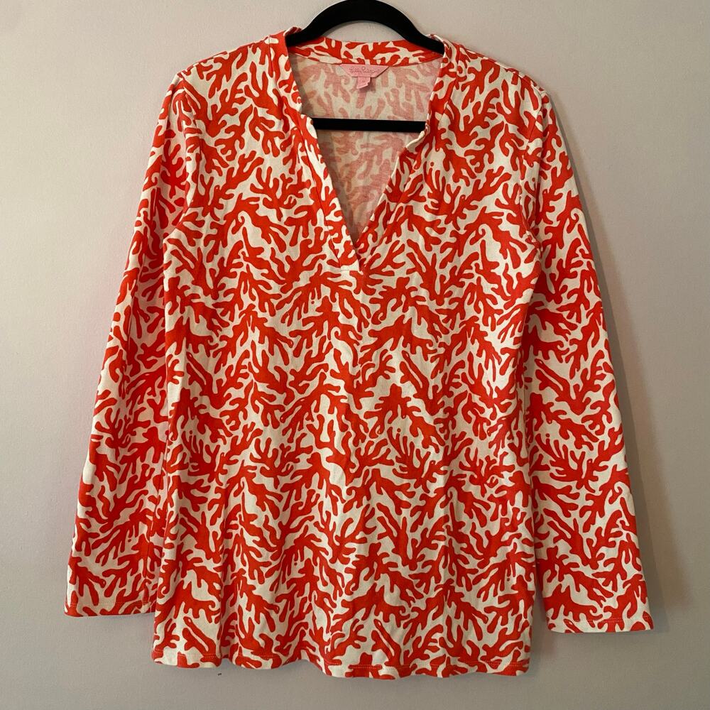 Lilly Pulitzer Odette Red White Pullover Sweater V-neck Women's size Medium